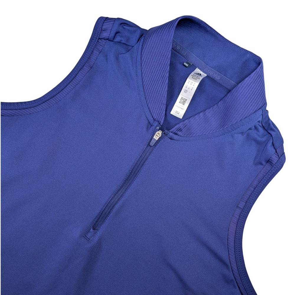 Adidas Golf Polo Women XL Blue Sleeveless Quarter Zip Racerback HA3433